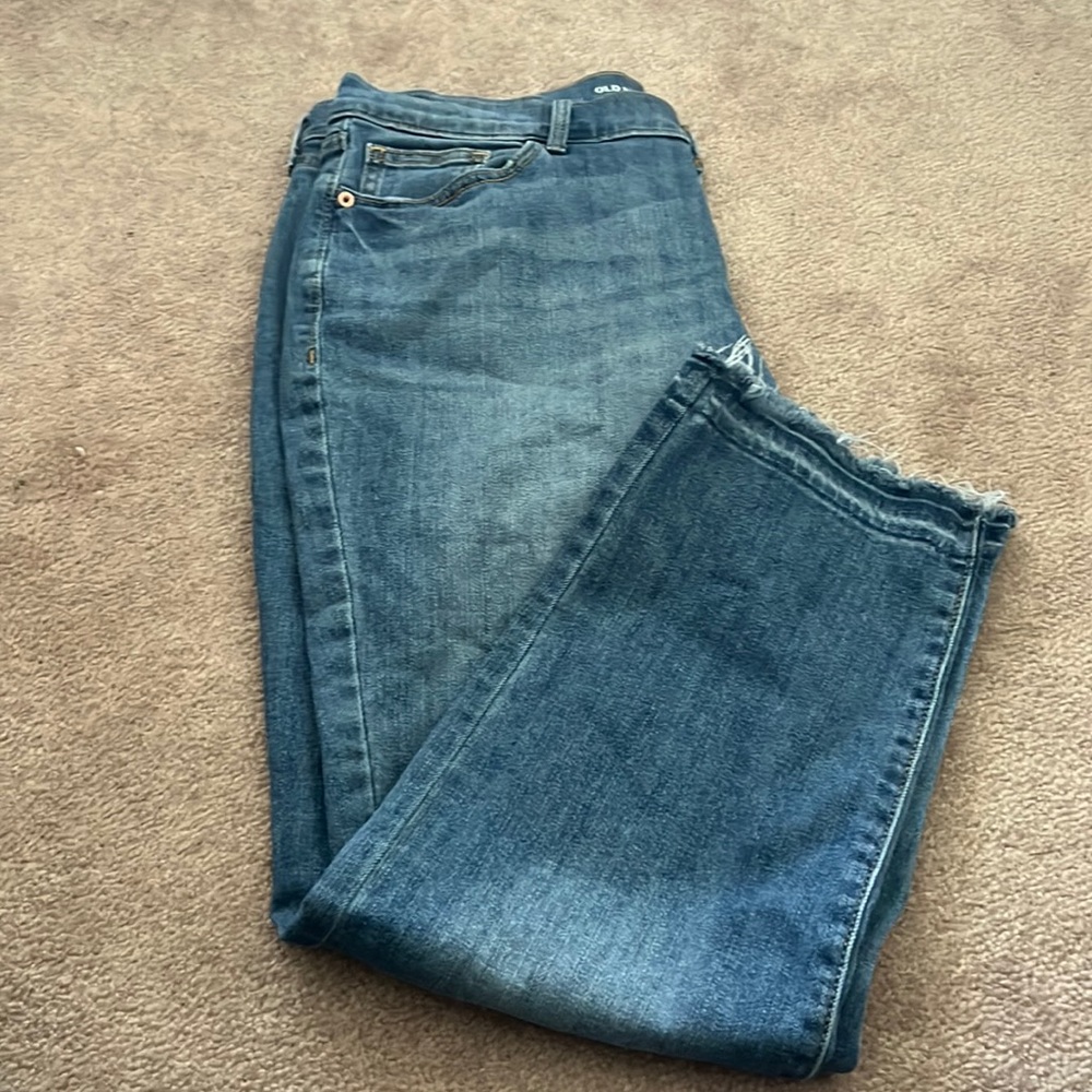 Old Navy Straight Jeans with Fringe Bottoms